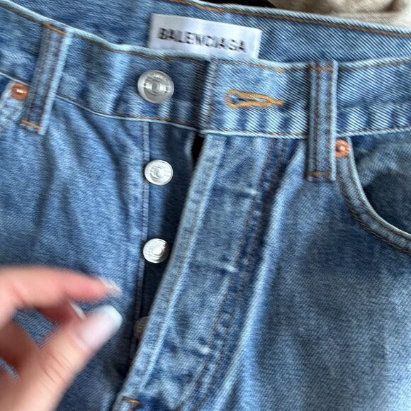 Balenciaga Archetype Denim Jeans Blue Sz 26 Straight Leg High Rise - Picture 5 of 11